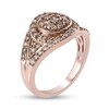 Thumbnail Image 2 of 1 CT. T.W. Champagne Multi-Diamond Swirl Bypass Frame Flower Ring in Sterling Silver with 18K Rose Gold Plate
