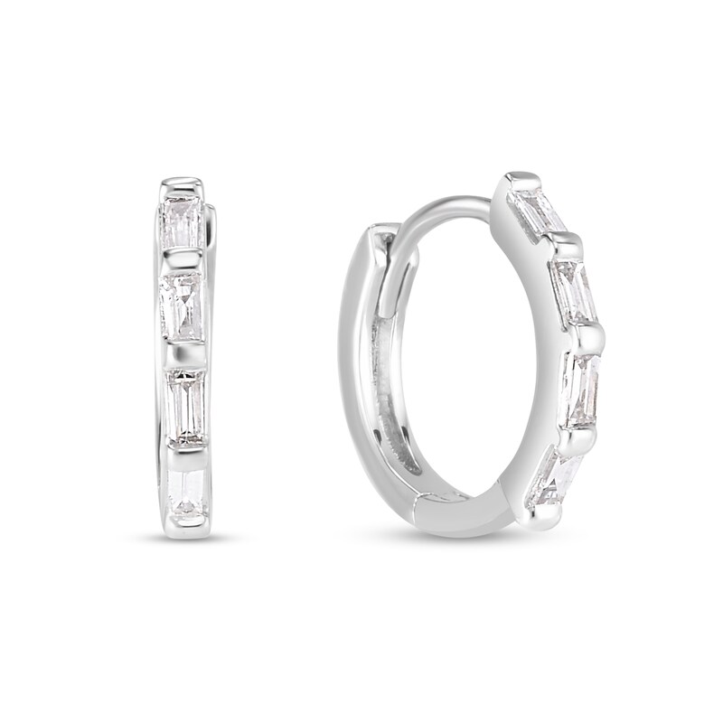 1/6 CT. T.W. Baguette Diamond Hoop Earrings in Sterling Silver