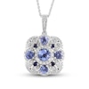 Thumbnail Image 1 of 6.0mm Tanzanite, Iolite and White Zircon Clover Pendant in Sterling Silver - 20"
