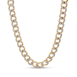 Men's 7 CT. T.W. Diamond Curb Chain Necklace in 10K Gold - 22&quot;