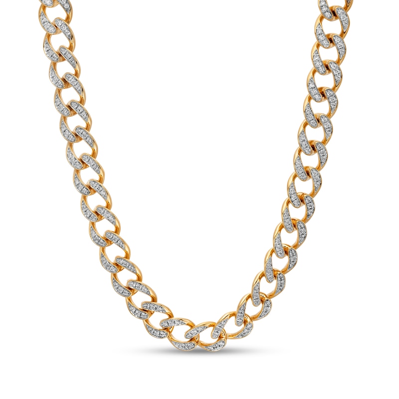 Main Image 1 of Men's 7 CT. T.W. Diamond Curb Chain Necklace in 10K Gold - 22"