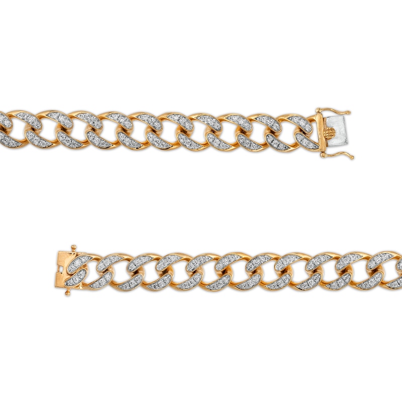 Main Image 3 of Men's 7 CT. T.W. Diamond Curb Chain Necklace in 10K Gold - 22"