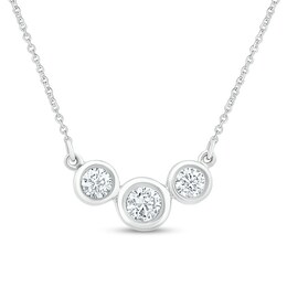 1/4 CT. T.W. Diamond Three Stone Necklace in 10K White Gold - 17.5&quot;