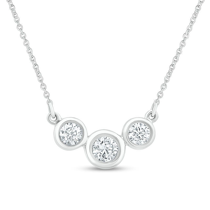 1/4 CT. T.W. Diamond Three Stone Necklace in 10K White Gold - 17.5"
