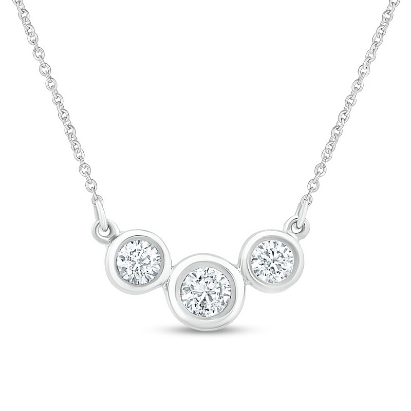 Main Image 1 of 1/4 CT. T.W. Diamond Three Stone Necklace in 10K White Gold - 17.5"