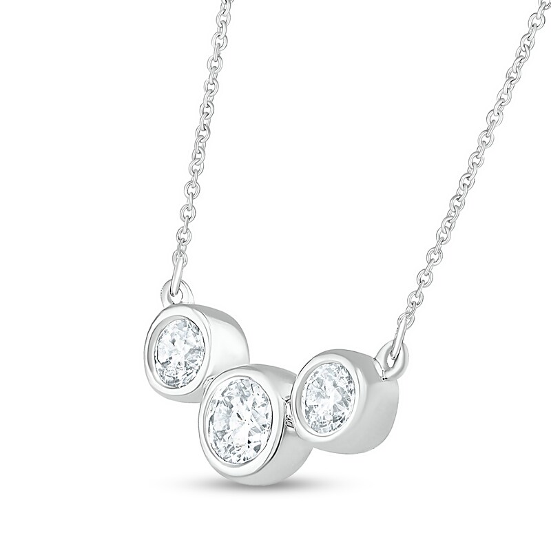 Main Image 2 of 1/4 CT. T.W. Diamond Three Stone Necklace in 10K White Gold - 17.5"