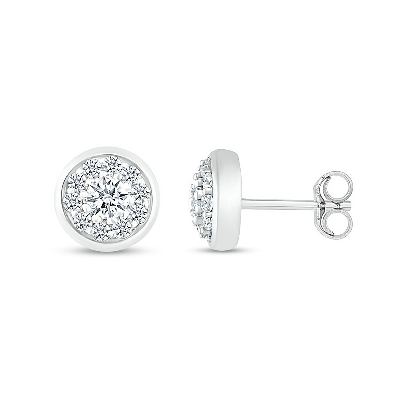 Main Image 2 of 1/3 CT. T.W. Composite Diamond Stud Earrings in 10K White Gold