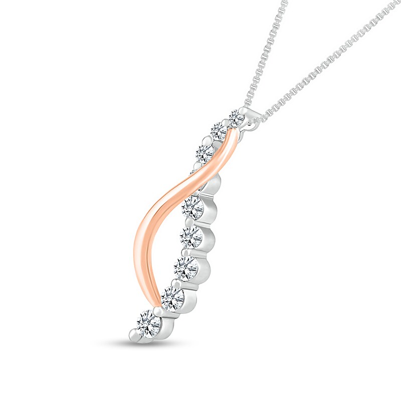 Main Image 2 of 3/8 CT. T.W. Journey Diamond Twist Pendant in 10K Two-Tone Gold