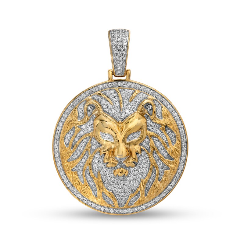 Men's 1-1/2 CT. T.W. Diamond Lion Medallion Necklace Charm in 10K Gold
