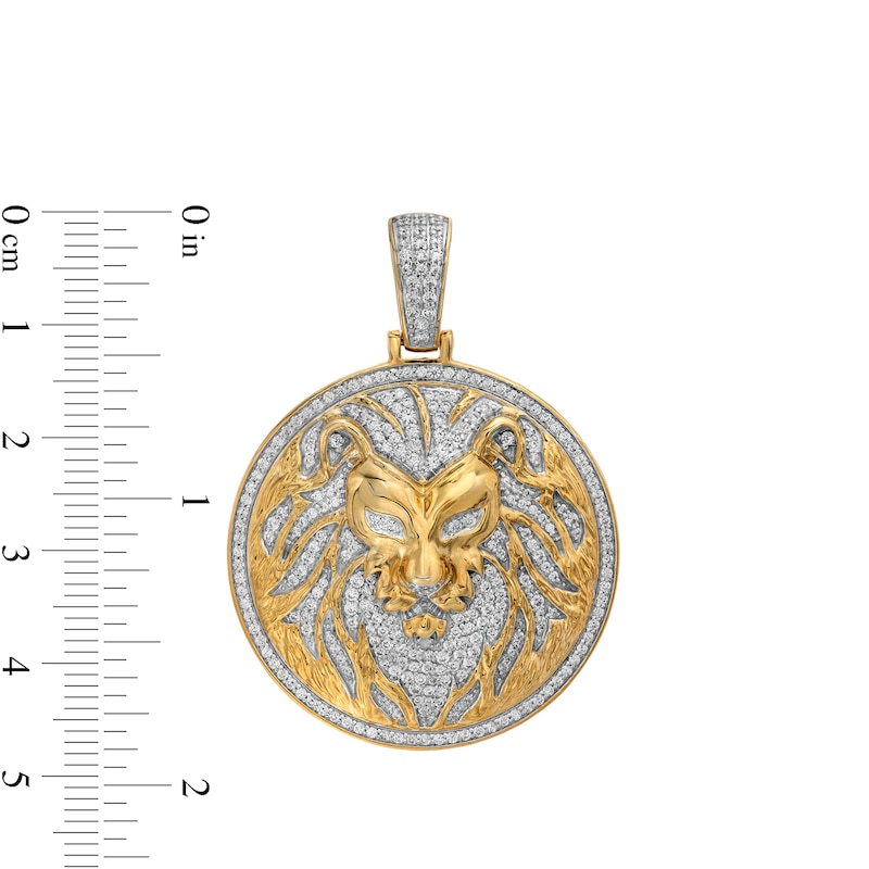 Men's 1-1/2 CT. T.W. Diamond Lion Medallion Necklace Charm in 10K Gold