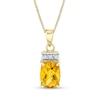 Thumbnail Image 0 of Cushion-Cut Citrine and 1/20 CT. T.W. Diamond Tri-Top Drop Pendant in 14K Gold