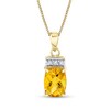 Thumbnail Image 1 of Cushion-Cut Citrine and 1/20 CT. T.W. Diamond Tri-Top Drop Pendant in 14K Gold