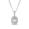 Thumbnail Image 1 of 3/4 CT. T.W. Emerald-Cut Multi-Diamond Octagonal Frame Drop Pendant in 14K White Gold