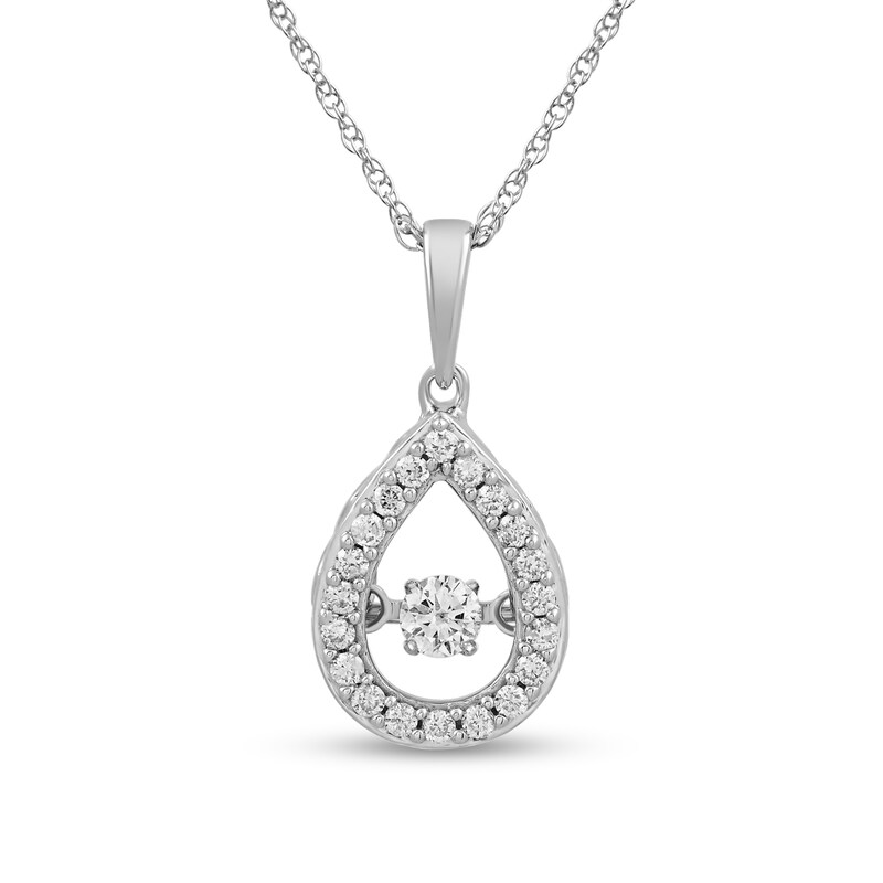 Main Image 1 of 1/6 CT. T.W. Diamond Pear-Shaped Frame Pendant in 10K White Gold