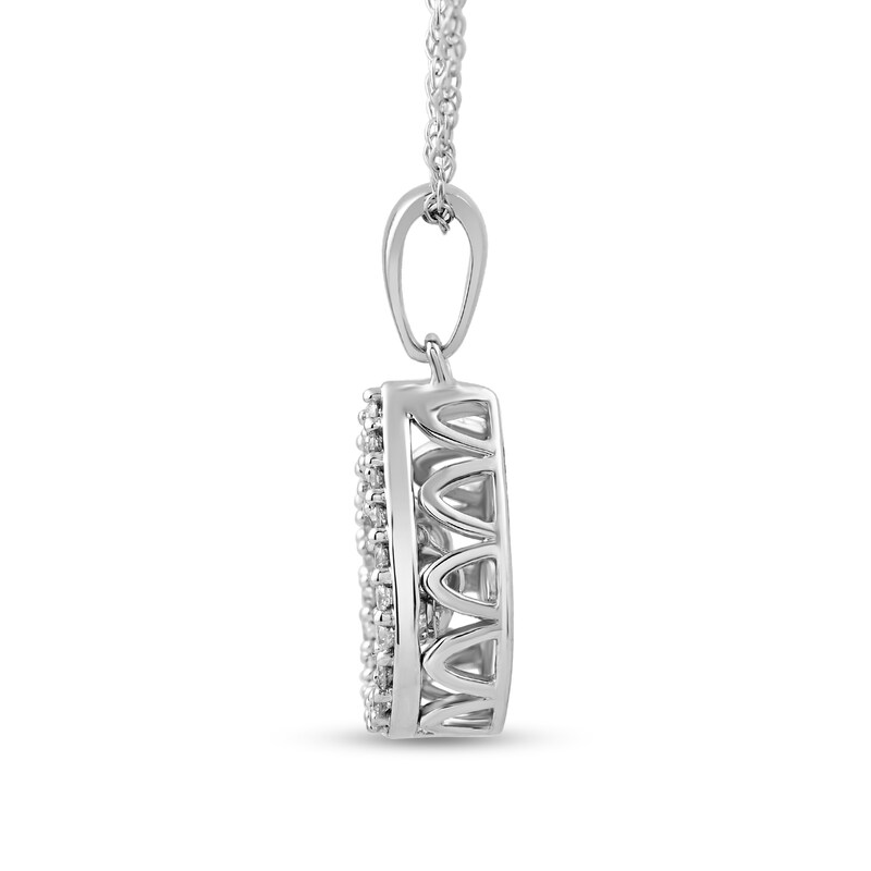 Main Image 2 of 1/6 CT. T.W. Diamond Pear-Shaped Frame Pendant in 10K White Gold