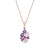 Thumbnail Image 1 of Multi-Shaped Pink Quartz, Purple Amethyst and Iolite Scatter Cluster Pendant in 10K Rose Gold