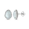 Thumbnail Image 1 of Abstract Faceted Aquamarine and 1/6 CT. T.W. Diamond Frame Geometric Stud Earrings in Sterling Silver