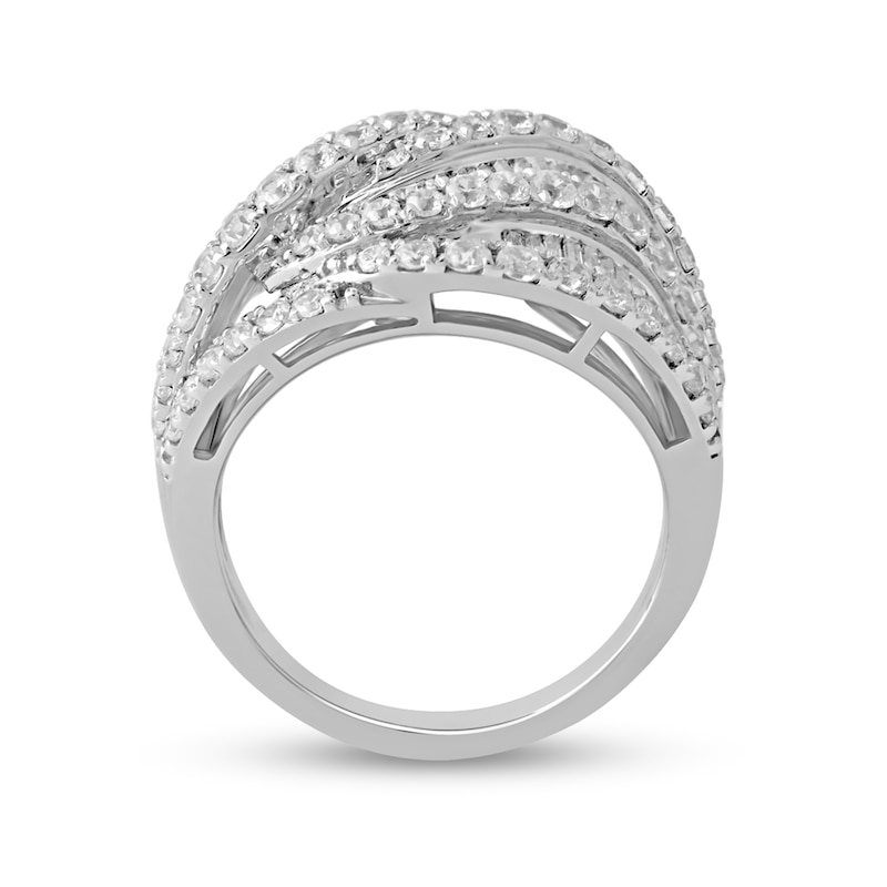 2 CT. T.W. Baguette and Round Diamond Multi-Row Anniversary Band in 10K White Gold