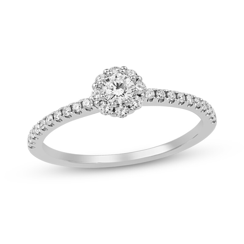 Main Image 1 of 3/8 CT. T.W. Diamond Frame Engagement Ring in 10K Two-Tone Gold