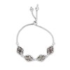 Thumbnail Image 1 of Black Onyx Bead Frame with Diamond-Cut Art Deco Overlay Kite-Shaped Bolo Bracelet in Sterling Silver - 10"