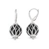 Thumbnail Image 1 of 12.0mm Black Onyx Bead Diamond-Cut Beaded Ornate Cage Drop Earrings in Sterling Silver
