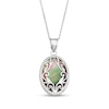 Thumbnail Image 1 of Oval Black Mother-of-Pearl Rope Frame with Diamond-Cut Leaf Vine Overlay Vintage-Style Drop Pendant in Sterling Silver