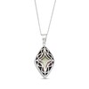 Thumbnail Image 1 of Black Mother-of-Pearl Bead Frame with Diamond-Cut Art Deco Overlay Kite-Shaped Drop Pendant in Sterling Silver