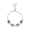 Thumbnail Image 1 of Black Mother-of-Pearl Bead Frame with Diamond-Cut Art Deco Overlay Kite-Shaped Bolo Bracelet in Sterling Silver - 10"