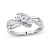 Thumbnail Image 1 of 1/6 CT. T.W. Diamond Three Stone Bypass Twist Shank Engagement Ring in 10K White Gold
