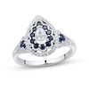 Thumbnail Image 1 of 5/8 CT. T.W. Pear-Shaped Diamond and Blue Sapphire Double Frame Engagement Ring in 14K White Gold