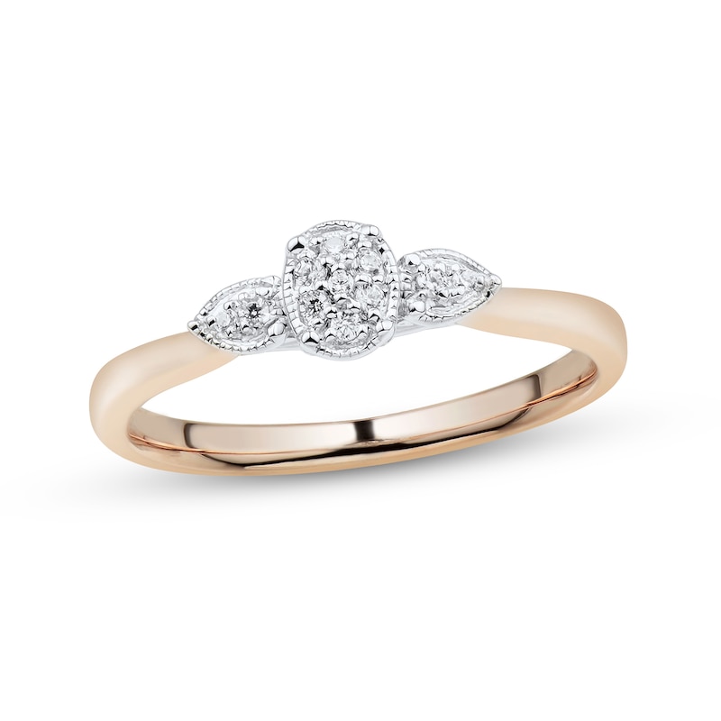 Main Image 1 of 1/20 CT. T.W. Composite Diamond Trio Engagement Ring in Sterling Silver with 14K Rose Gold Plate