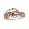 Thumbnail Image 1 of 5/8 CT. T.W. Champagne and White Diamond Overlay Double Row Ring in 10K Rose Gold