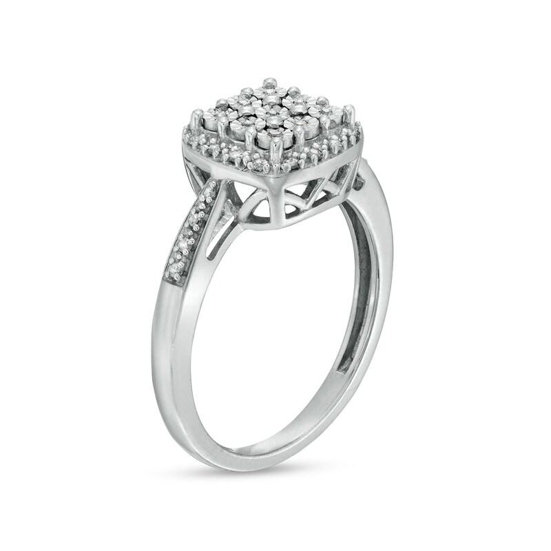 1/3 CT. T.W. Composite CushionShaped Diamond ThreePiece Set in