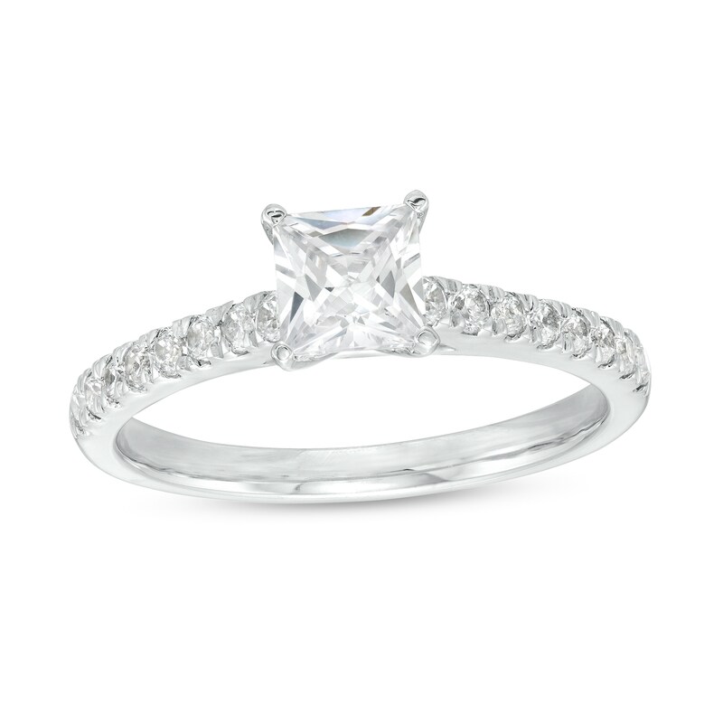 Main Image 1 of 1 CT. T.W. Princess-Cut Diamond Engagement Ring in 14K White Gold (I/I2)