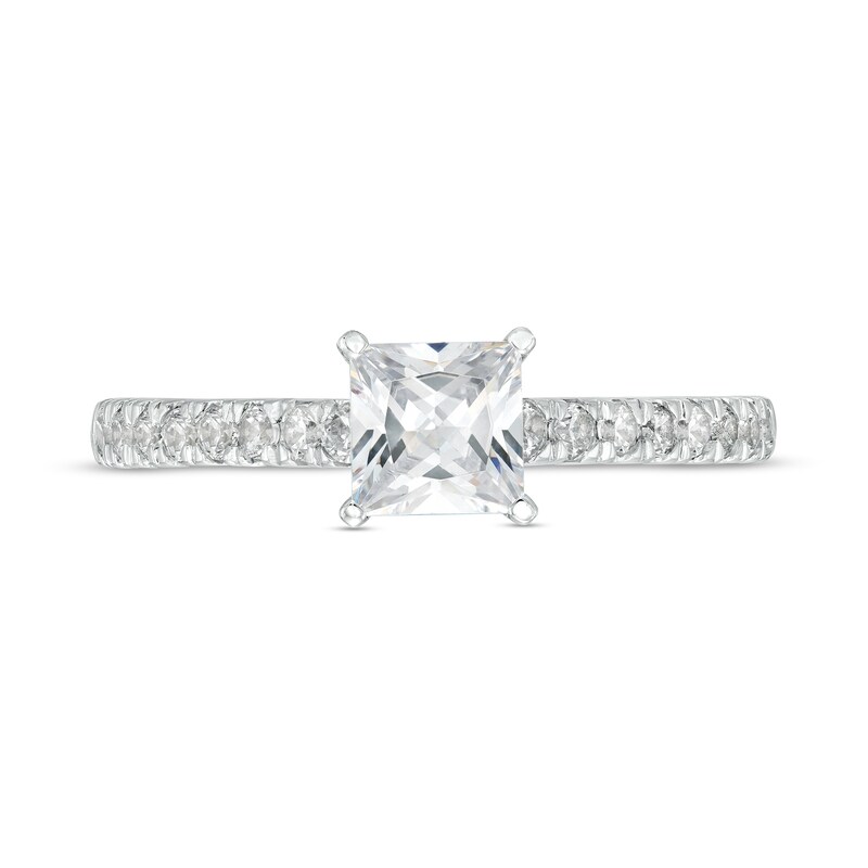 Main Image 3 of 1 CT. T.W. Princess-Cut Diamond Engagement Ring in 14K White Gold (I/I2)