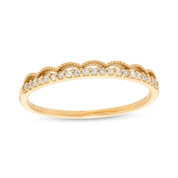 1/10 CT. T.W. Diamond Vintage-Style Scallop Edge Stackable Anniversary Band in 10K Gold