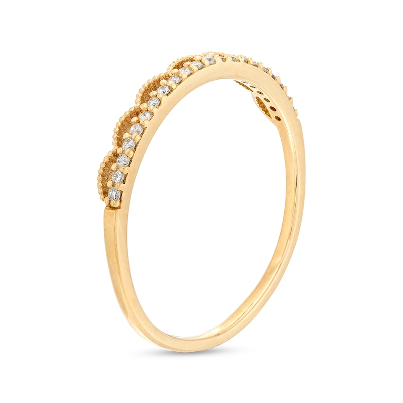 Main Image 3 of 1/10 CT. T.W. Diamond Vintage-Style Scallop Edge Stackable Anniversary Band in 10K Gold