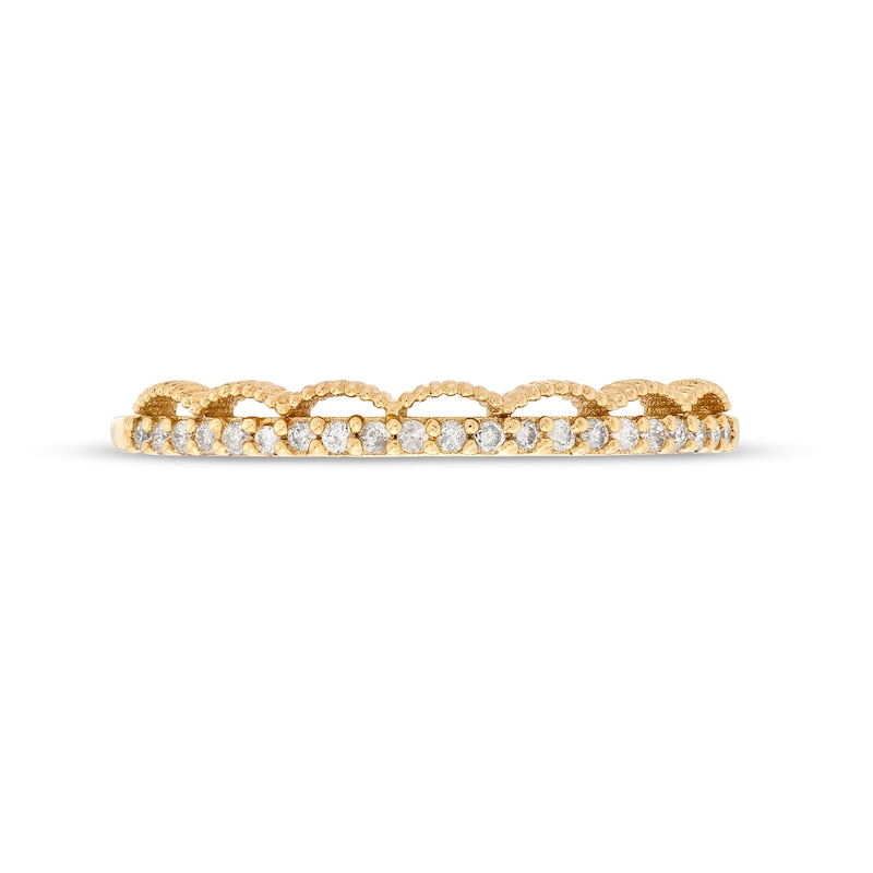 Main Image 4 of 1/10 CT. T.W. Diamond Vintage-Style Scallop Edge Stackable Anniversary Band in 10K Gold
