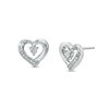 Thumbnail Image 1 of Diamond Accent Solitaire Ribbon Heart Stud Earrings in Sterling Silver