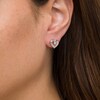 Thumbnail Image 2 of Diamond Accent Solitaire Ribbon Heart Stud Earrings in Sterling Silver