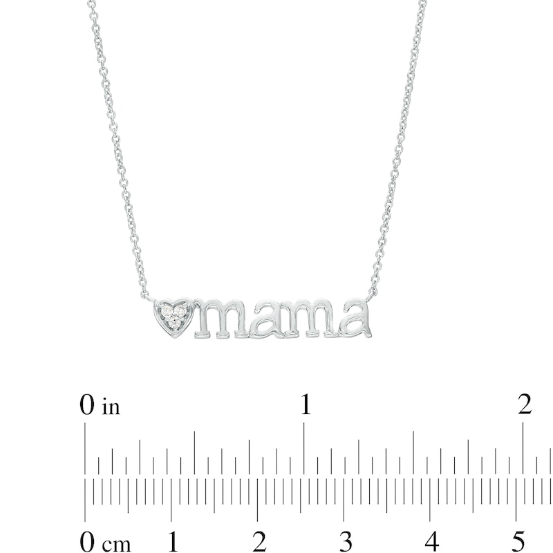 Main Image 3 of Multi-Diamond Accent Heart "mama" Necklace in Sterling Silver – 17"
