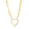 Thumbnail Image 0 of Diamond Accent Heart Outline Necklace in Sterling Silver with 18K Gold Plate – 19"