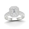 Thumbnail Image 1 of Trouvaille Collection 1-1/2 CT. T.W. DeBeers®-Graded Emerald-Cut Diamond Frame Engagement Ring in Platinum (F/SI2)