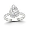 Thumbnail Image 1 of Trouvaille Collection 1-3/4 CT. T.W. DeBeers®-Graded Pear-Shaped Diamond Frame Engagement Ring in Platinum (F/SI2)