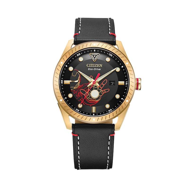 Main Image 1 of Men's Citizen Eco-Drive® Tony Stark Gold-Tone Strap Watch with Black Dial (Model: BM6992-09W)