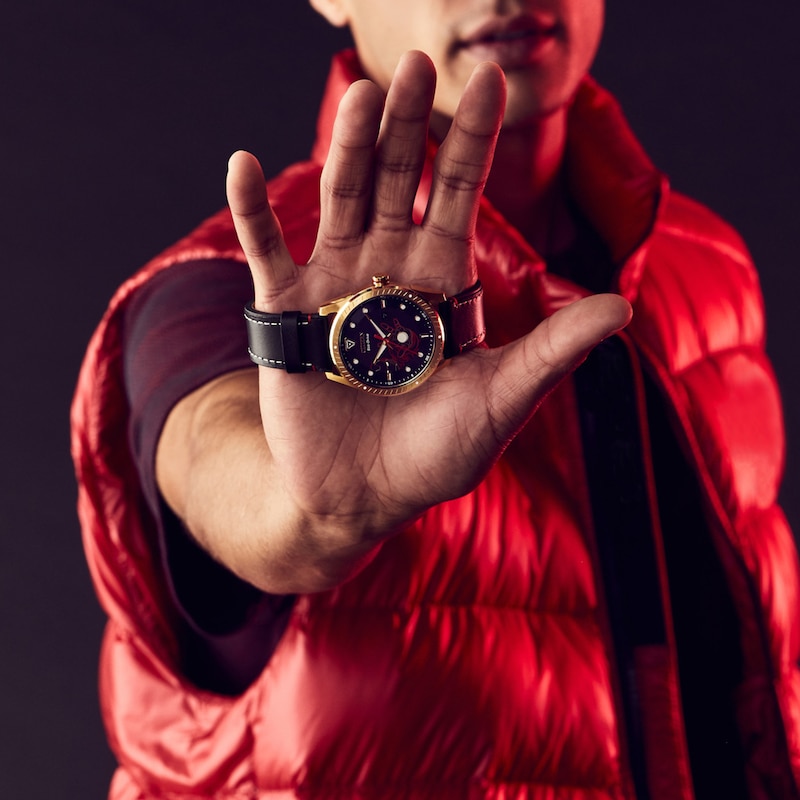 Main Image 7 of Men's Citizen Eco-Drive® Tony Stark Gold-Tone Strap Watch with Black Dial (Model: BM6992-09W)