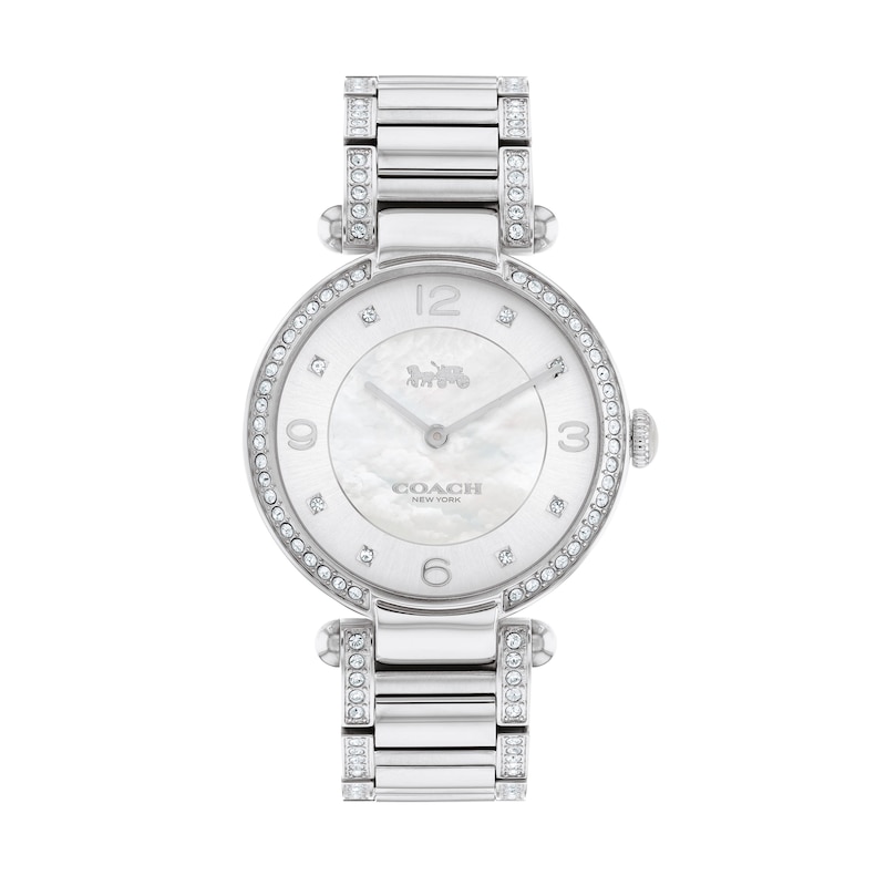 Main Image 1 of Ladies' Coach Cary Crystal Accent Watch with Mother-of-Pearl Dial (Model: 14503830)