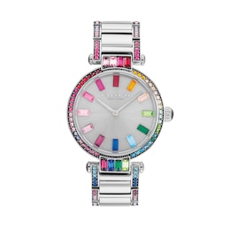 Ladies' Coach Cary Multi-Coloured Rainbow Crystal Accent Watch with Silver-Tone Dial (Model: 14503835)