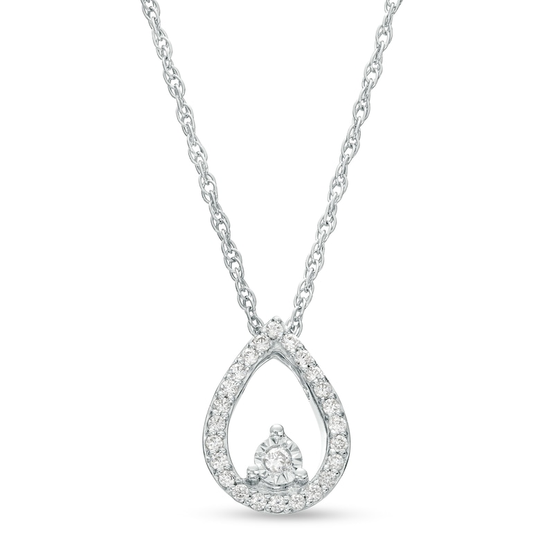 Main Image 1 of 1/8 CT. T.W. Diamond Pear-Shaped Outline Pendant in Sterling Silver