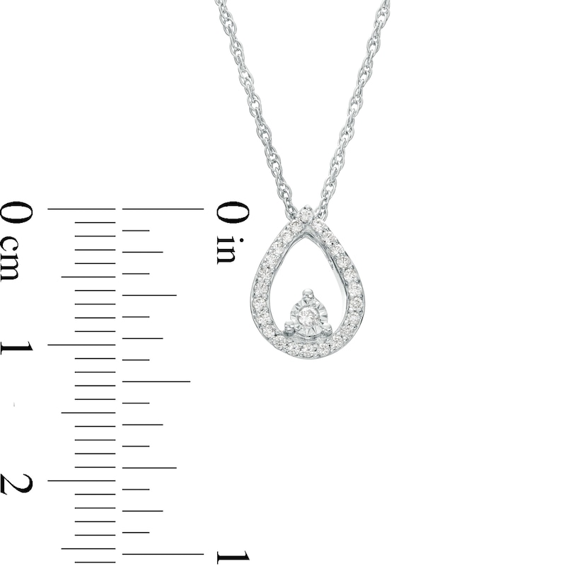 Main Image 3 of 1/8 CT. T.W. Diamond Pear-Shaped Outline Pendant in Sterling Silver